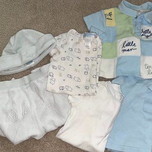 Janie and Jack boys vintage layette velour baby pants hat onesies plus outfit